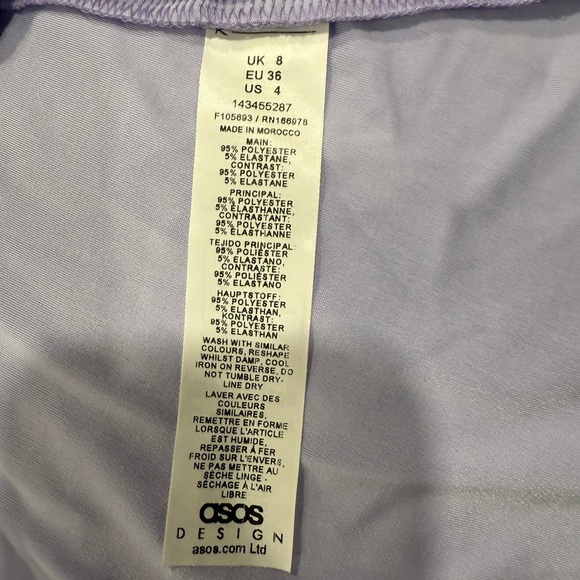 ASOS DESIGN mesh twisted shoulder mini dress with softline skirt in pastel lilac - Picture 2 of 8